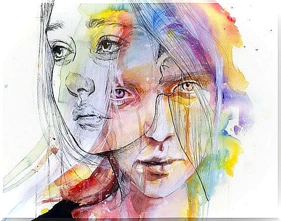 Two faces with colors