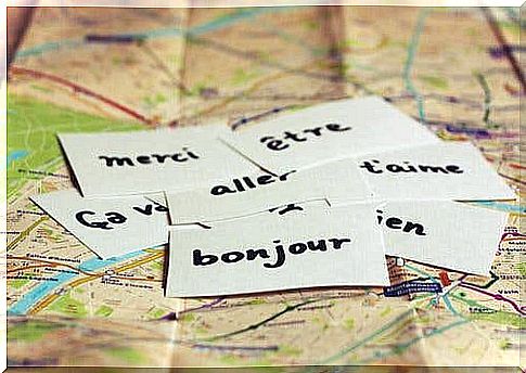 Maps with words in different languages ​​are on maps