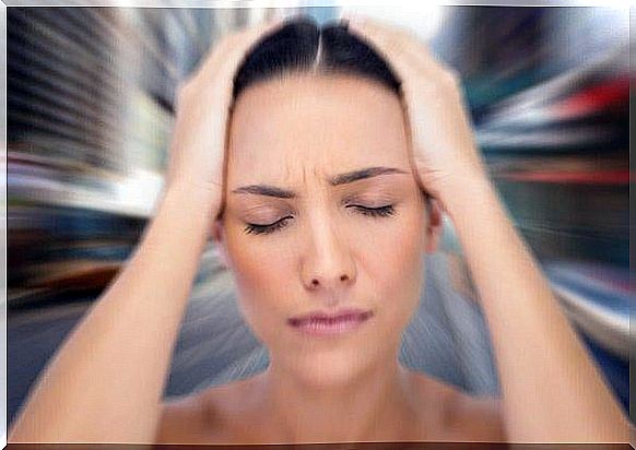 Woman experiences dizziness caused by anxiety