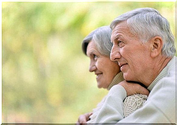 Older couple with gray hair