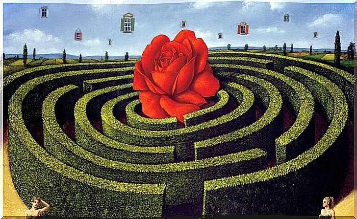 Rose in the middle of the maze symbolizes life that is worth the joy