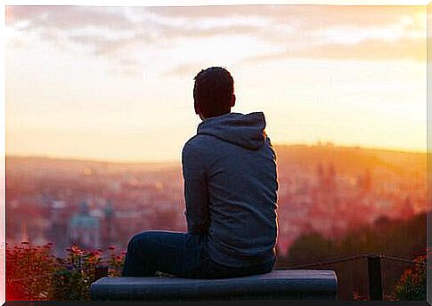 A man watching a sunset