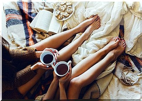 Coffee in bed is good for sitting and talking and listening