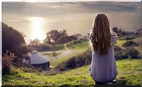 Girl who is alone in beautiful nature