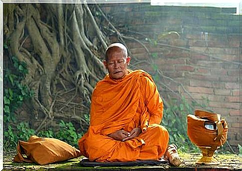 Monk meditating